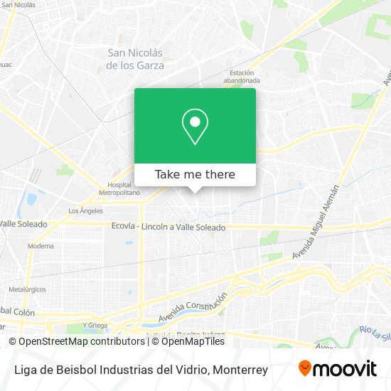 Liga de Beisbol Industrias del Vidrio map