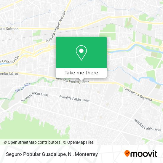 Seguro Popular Guadalupe, Nl map
