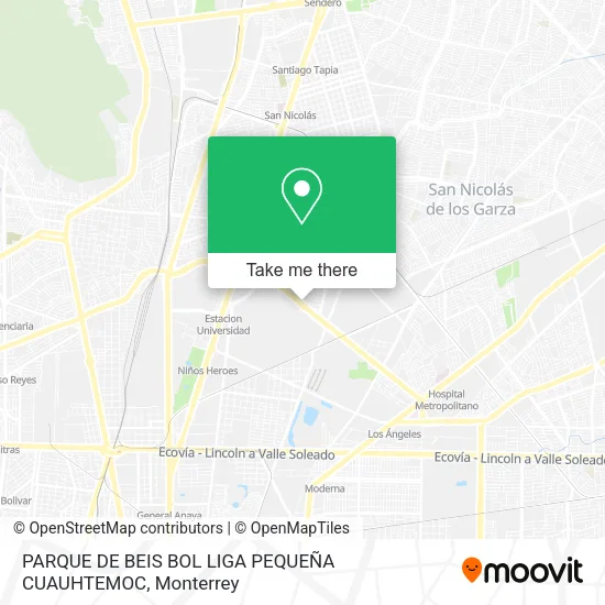 Mapa de PARQUE DE BEIS BOL LIGA PEQUEÑA CUAUHTEMOC