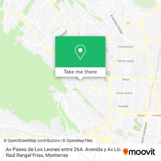 Av Paseo de Los Leones entre 26A. Avenida y Av Lic. Raúl Rangel Frías map