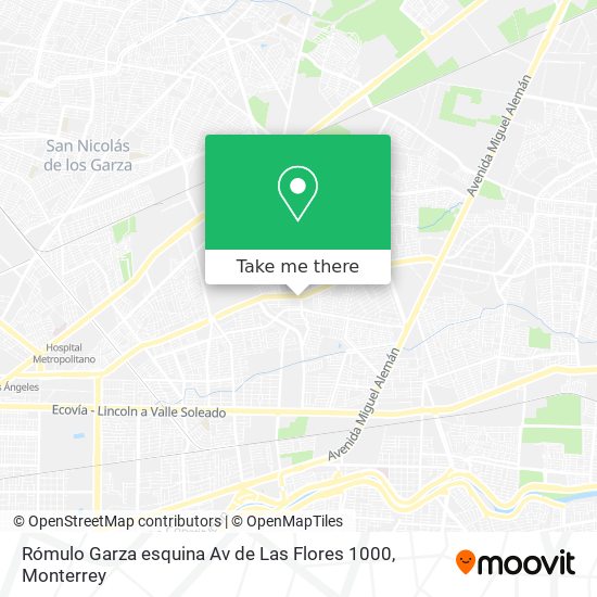 Mapa de Rómulo Garza esquina Av de Las Flores 1000