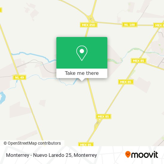 Monterrey - Nuevo Laredo 25 map