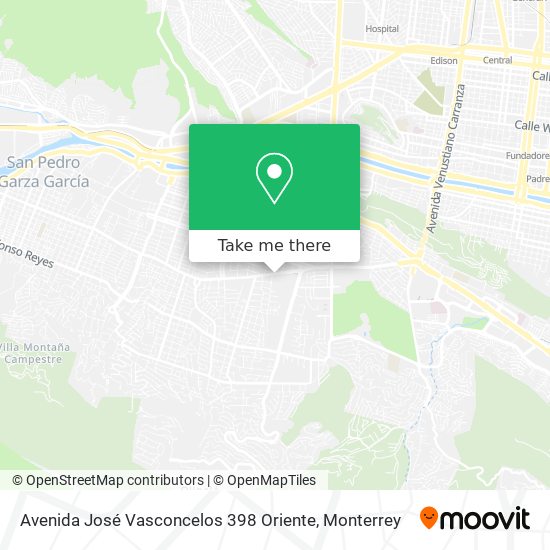 Mapa de Avenida José Vasconcelos 398 Oriente