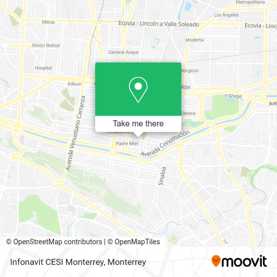 Infonavit CESI Monterrey map