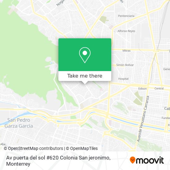 Av puerta del sol #620 Colonia San jeronimo map