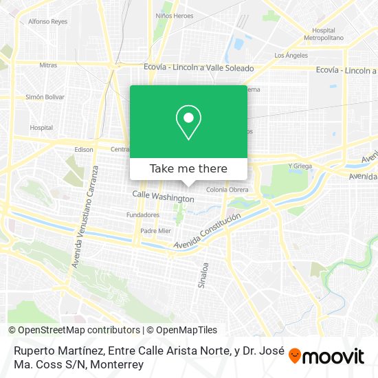 Mapa de Ruperto Martínez, Entre Calle Arista Norte, y Dr. José Ma. Coss S / N