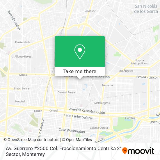 Av. Guerrero #2500 Col. Fraccionamiento Céntrika 2° Sector map