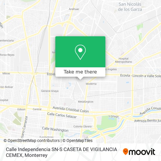 Mapa de Calle Independencia SN-S CASETA DE VIGILANCIA CEMEX