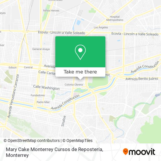 Mapa de Mary Cake Monterrey Cursos de Repostería