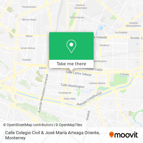 Mapa de Calle Colegio Civil & José María Arteaga Oriente