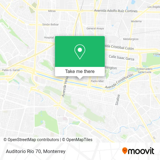 Mapa Rio 70 ¿Cómo llegar a Auditorio Río 70 en Nuevo León en autobús o Metrorrey?