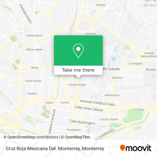 Cruz Roja Mexicana Del. Monterrey map