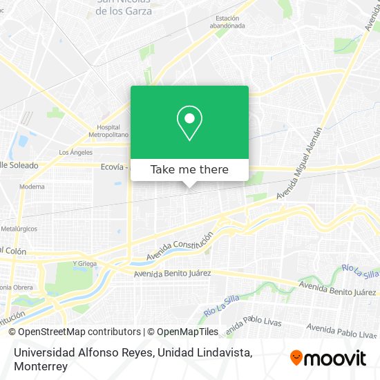 Mapa de Universidad Alfonso Reyes, Unidad Lindavista