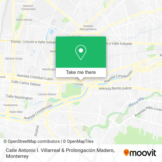 Mapa de Calle Antonio I. Villarreal & Prolongación Madero