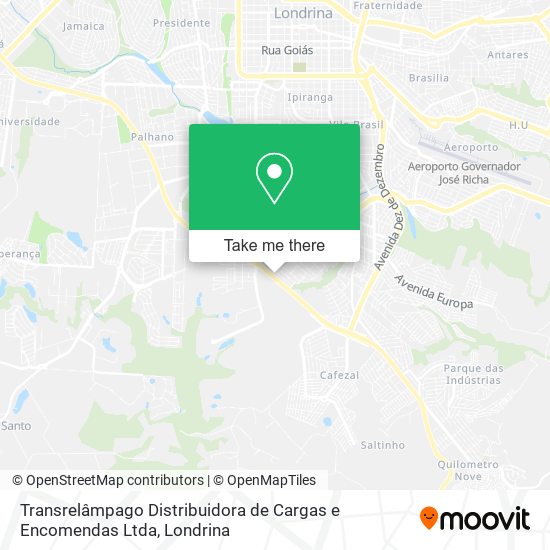 Transrelâmpago Distribuidora de Cargas e Encomendas Ltda map