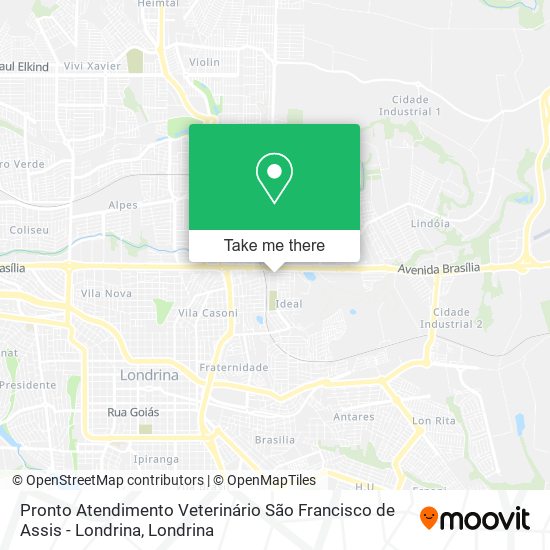 Mapa Pronto Atendimento Veterinário São Francisco de Assis - Londrina