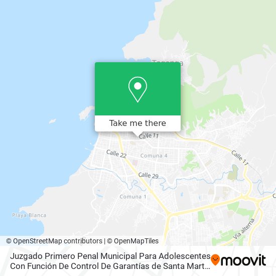 Mapa de Juzgado Primero Penal Municipal Para Adolescentes Con Función De Control De Garantías de Santa Mart