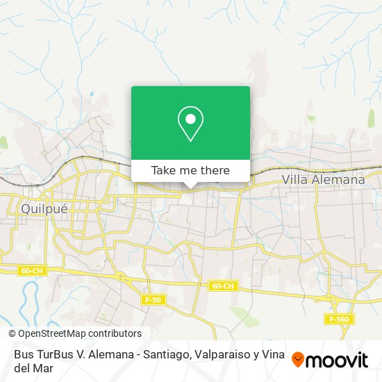 Bus TurBus V. Alemana - Santiago map