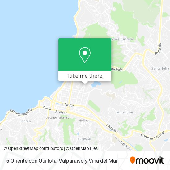 Mapa de 5 Oriente con Quillota