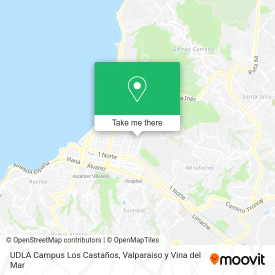 Mapa de UDLA Campus Los Castaños