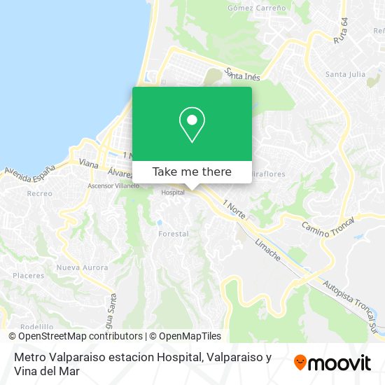 Mapa de Metro Valparaiso estacion Hospital