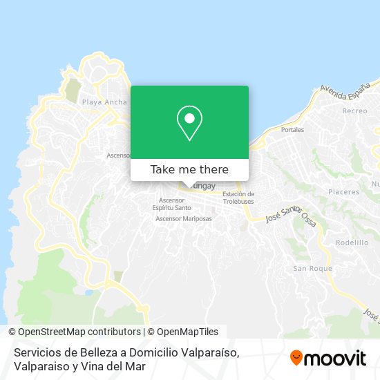 Servicios de Belleza a Domicilio Valparaíso map