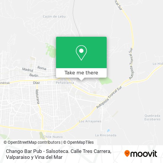 Chango Bar Pub - Salsoteca. Calle Tres Carrera map