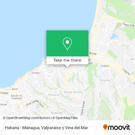 Habana - Managua map