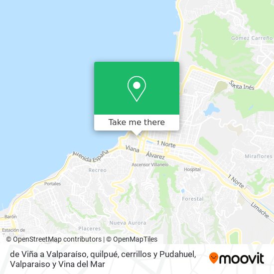 de Viña a Valparaíso, quilpué, cerrillos y Pudahuel map