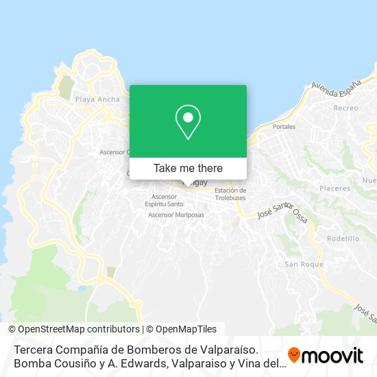 Mapa de Tercera Compañía de Bomberos de Valparaíso. Bomba Cousiño y A. Edwards