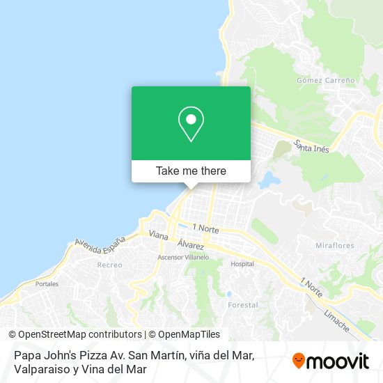 Mapa de Papa John's Pizza Av. San Martín, viña del Mar