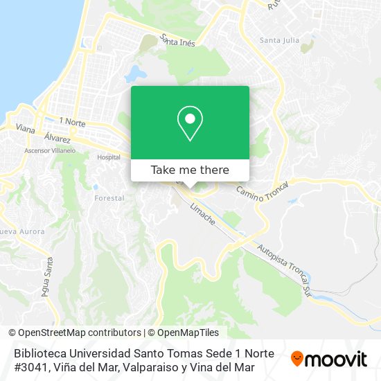 Mapa de Biblioteca Universidad Santo Tomas 
Sede 1 Norte 
#3041, Viña del Mar