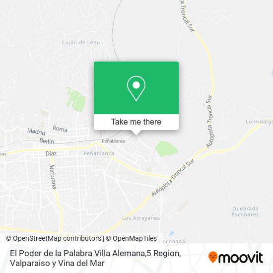 El Poder de la Palabra Villa Alemana,5 Region map