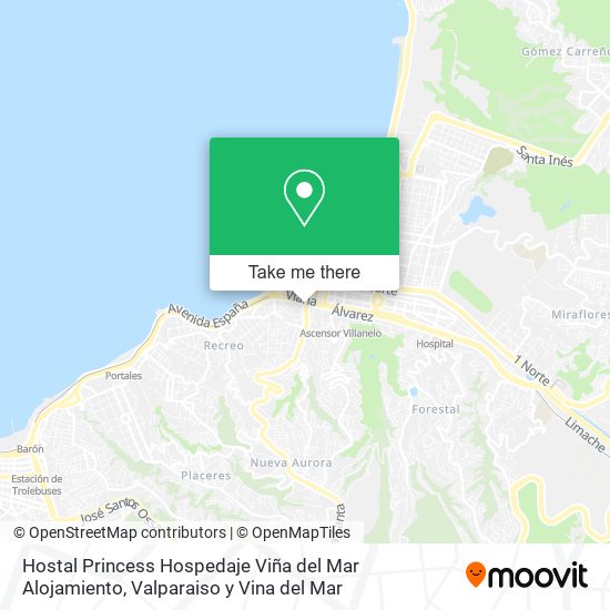 Mapa de Hostal Princess Hospedaje Viña del Mar Alojamiento
