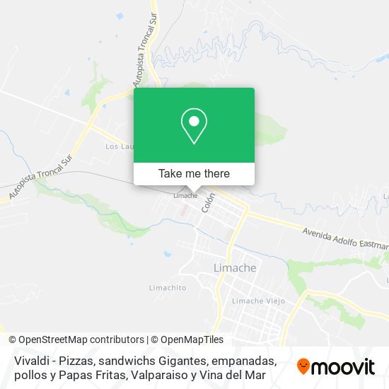 Mapa de Vivaldi - Pizzas, sandwichs Gigantes, empanadas, pollos y Papas Fritas