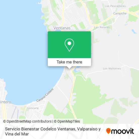 Servicio Bienestar Codelco Ventanas map