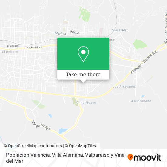 Población Valencia, Villa Alemana map