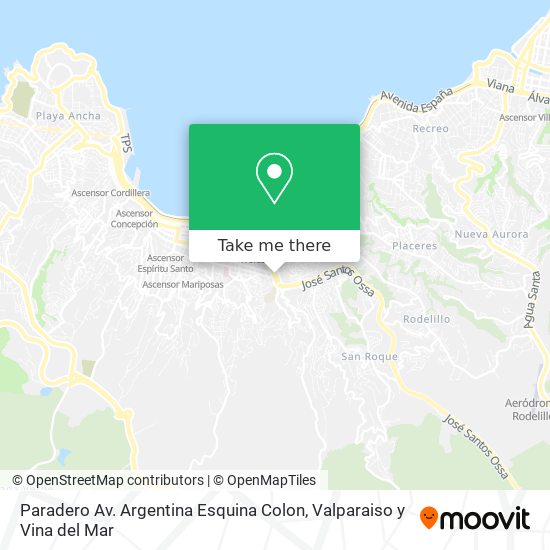 Mapa de Paradero Av. Argentina Esquina Colon