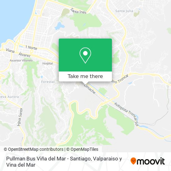 Pullman Bus Viña del Mar - Santiago map