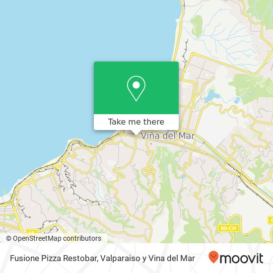 Mapa de Fusione Pizza Restobar, Avenida Valparaíso Viña del Mar, Viña del Mar, Valparaíso