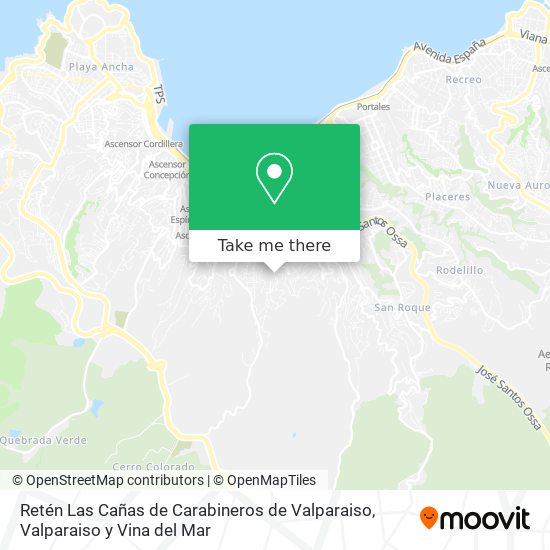 Mapa de Retén Las Cañas de Carabineros de Valparaiso