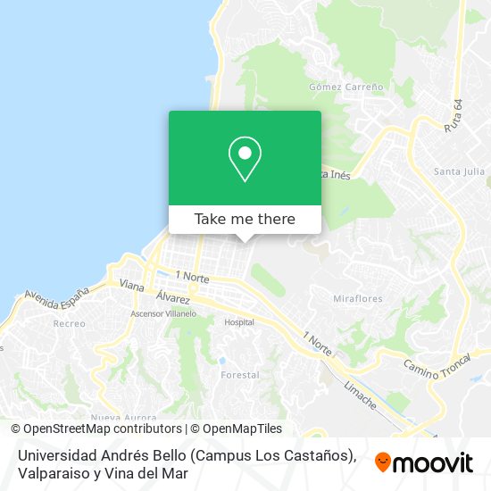 Mapa de Universidad Andrés Bello (Campus Los Castaños)
