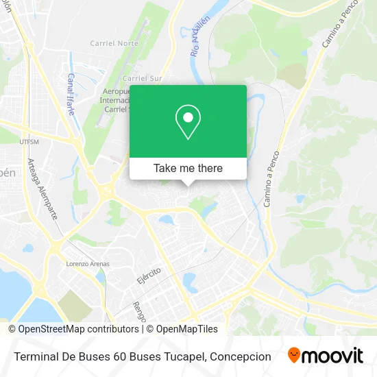 Mapa de Terminal De Buses 60 Buses Tucapel