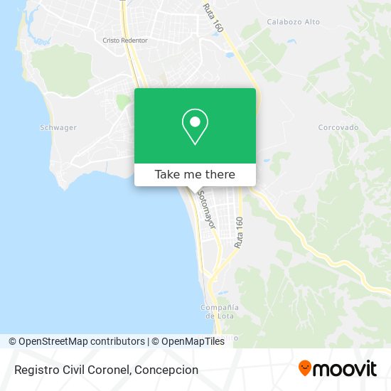Registro Civil Coronel map