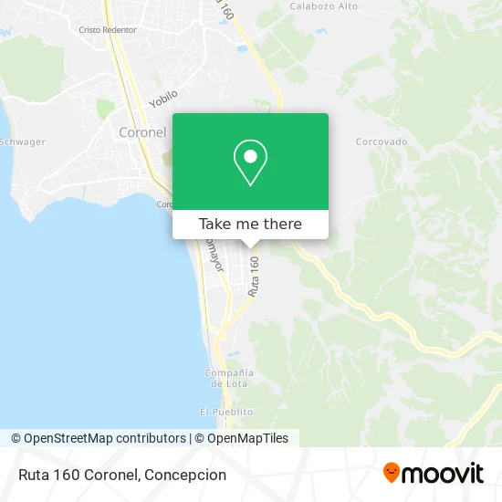 Mapa de Ruta 160 Coronel