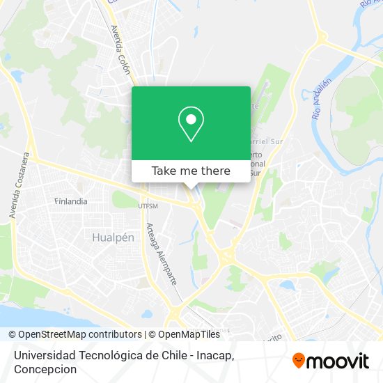 Mapa de Universidad Tecnológica de Chile - Inacap