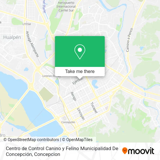 Mapa de Centro de Control Canino y Felino Municipalidad De Concepción