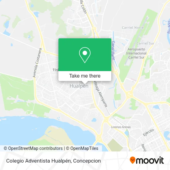 Mapa de Colegio Adventista Hualpén