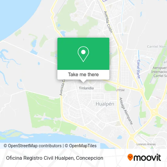 Oficina Registro Civil Hualpen map