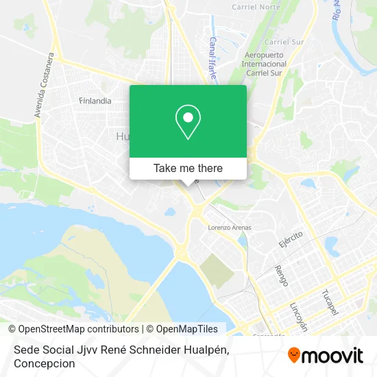 Mapa de Sede Social Jjvv René Schneider Hualpén